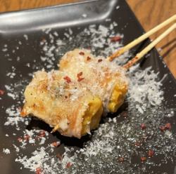 Corn and cheese rolls with butter and soy sauce