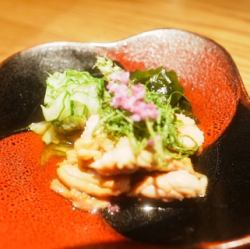 せせりの照り焼きと胡瓜のカボス酢掛け