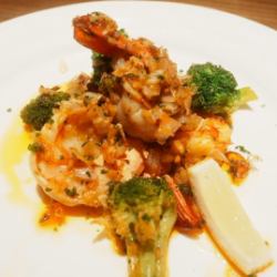 Garlic shrimp with shrimp-flavored oil