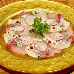 カンパチと洋梨のカルパッチョ