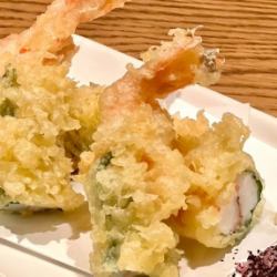 海老大葉の梅しそ天