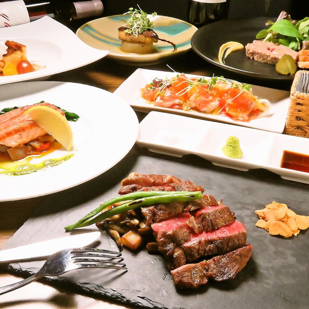 Great atmosphere. Teppanyaki beef steak course starts from 6,000 yen. Great for entertaining!