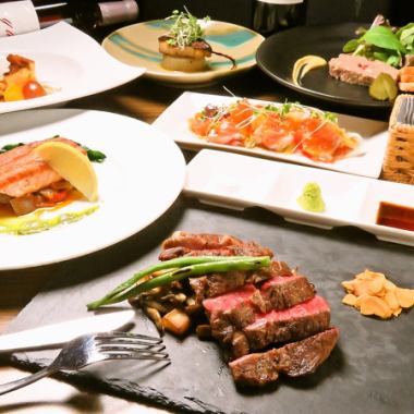 <Enjoy meat! Course A> 7 dishes including teppan wagyu steak ⇒ 6,500 yen (tax included)