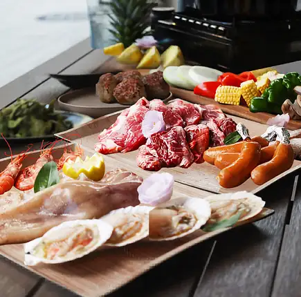 【テラス専用】当店オススメ♪肉×海鮮満喫!「BBQスタンダードコース」≪飲み放題付き≫