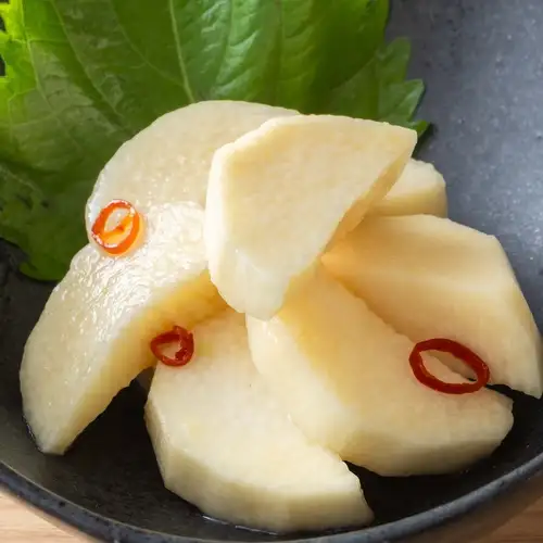 Pickled Japanese yam in wasabi soy sauce