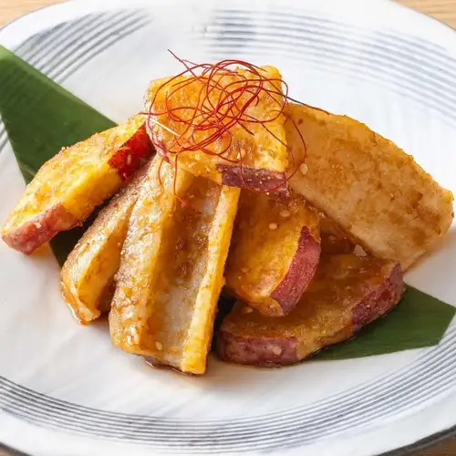 Extra-thick lotus root and sweet potato kinpira (stir-fried dish)