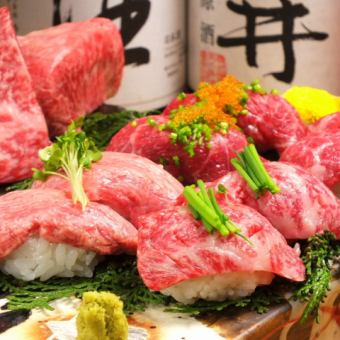 [Limited to 3 groups a day] Limited to entry from 12 to 16:30 ♪♪ All-you-can-eat meat sushi popular on SNS 2178 yen