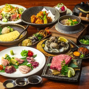 [Volume 10 dishes including charcoal-grilled chicken, dashi-wrapped eggs, and kamameshi] Luxury course for 5,000 yen with all-you-can-drink for 120 minutes!