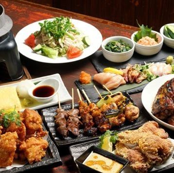 人気NO.1【炭火焼鶏や地鶏たたき、釜飯などボリューム◎全8品】120分飲放付宴会コース