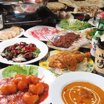 만산 홍의 중국 요리 다채로운 음료 무제한 120 분 코스 4980 엔 (세금 포함)