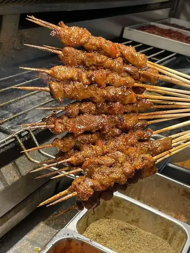 Authentic Chinese charcoal-grilled lamb skewers