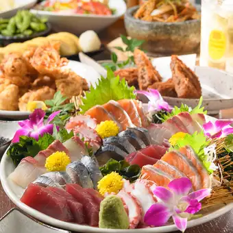 【人気No.1！飲み放題付き4000円コース】おまかせお造り５種＋おまかせ料理７種類※4名様以上