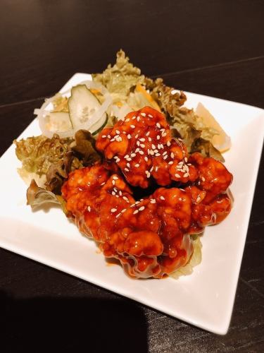 3 pieces of sweet and spicy yangnyeom chicken