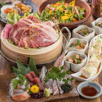 【牡丹コース】舌鼓間違いなし！！選べる豪華なメイン料理付き◎3時間飲み放題9品4500円