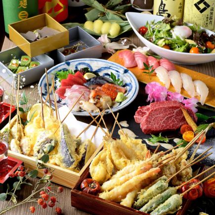 [February to April] Luxury course 120 minutes all-you-can-drink, five kinds of sashimi, premium beef sirloin steak, etc., 8 dishes in total, 6,000 yen