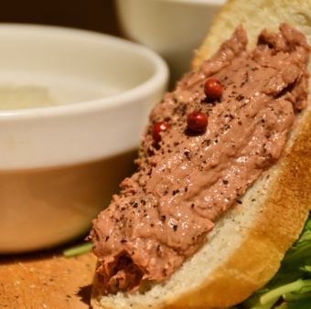 Torihai special liver pate served with baguette