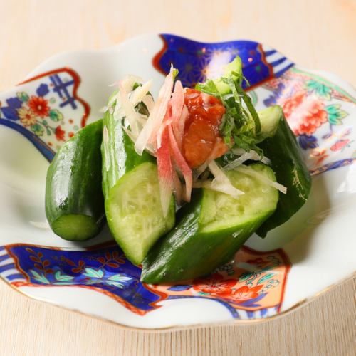 Salad of pounded cucumber ~Scent of Nanko plum and Japanese ginger~