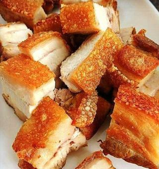 Lechon kawari (crispy deep-fried pork belly with skin)