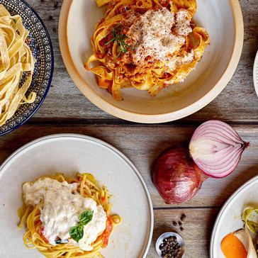 Our proud chewy homemade pasta and grilled dishes