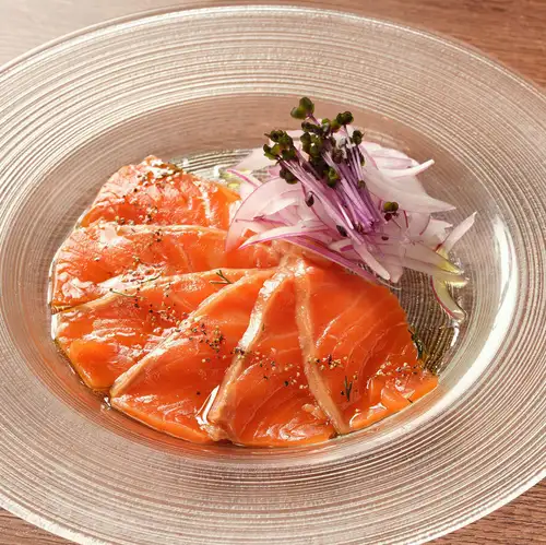 Homemade salmon marinated in herbs