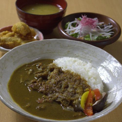 Oita curry [with chicken tempura and salad]