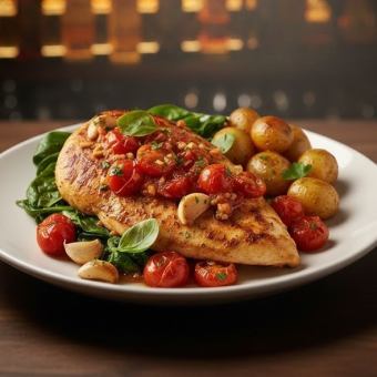 トマトガーリックチキンステーキ