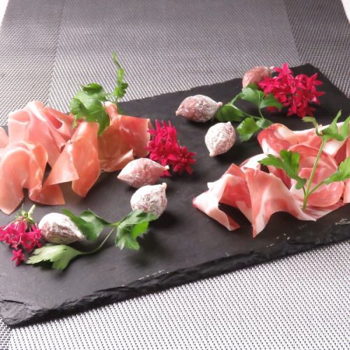 Assorted raw ham