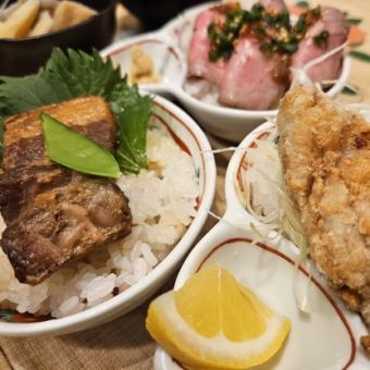 【めでたやのランチ】三色丼ご膳