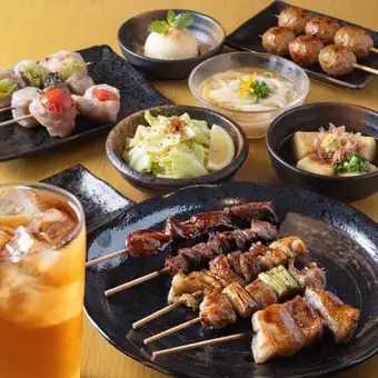 4,000円【お手軽満足プラン全7品】自慢の焼き鳥&豚巻き串を堪能!2H飲み放題付