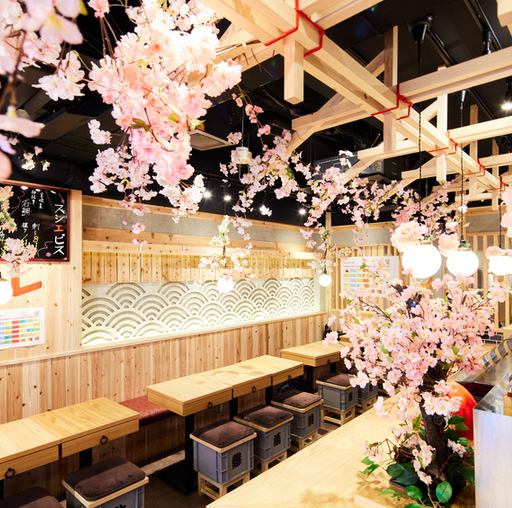 可以感受四季的時尚店鋪。壽司惠比壽櫻花盛開！