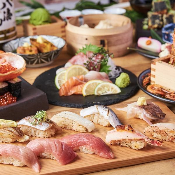 寿司職人が握る本格江戸前寿司がリーズナブルに♪宴会・飲み会にもピッタリ♪飲み放題付きコース2980円