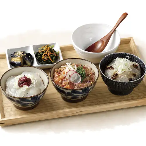 胡麻カンパチ&タイ&たたき2色 3品丼セット