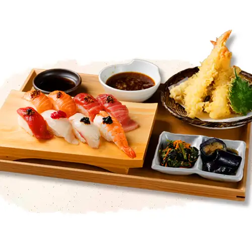 8 pieces of nigiri sushi (premium) & tempura set meal