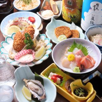 Enjoy the flavors of Hiroshima, including raw oysters and a platter of four kinds of Setouchi cuisine♪… Hiroshima Full Course 5,000 yen (tax included)