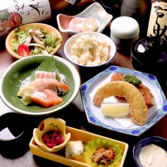 1人1皿ずつ愉しむ瀬戸内の鮮魚秋のコース4400円(税込)+1650円(税込)120分飲み放題付けれます)