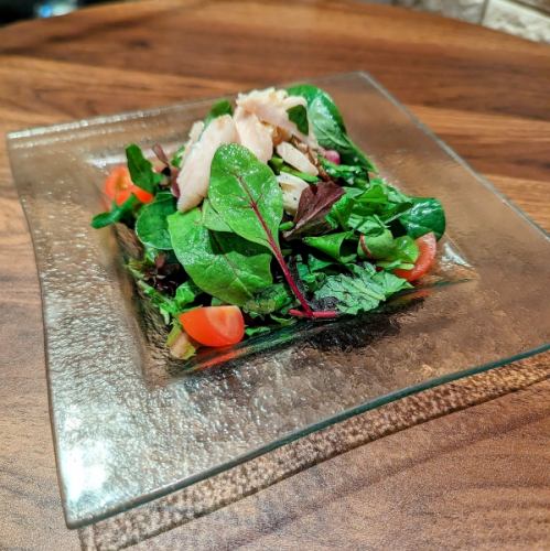 Watercress and baby leaf chicken salad with wasabi dressing