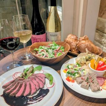 【5000円プラン】2時間飲み放題&ポップオーバー食べ放題付★牛ももたたきと選べるお食事のプラン