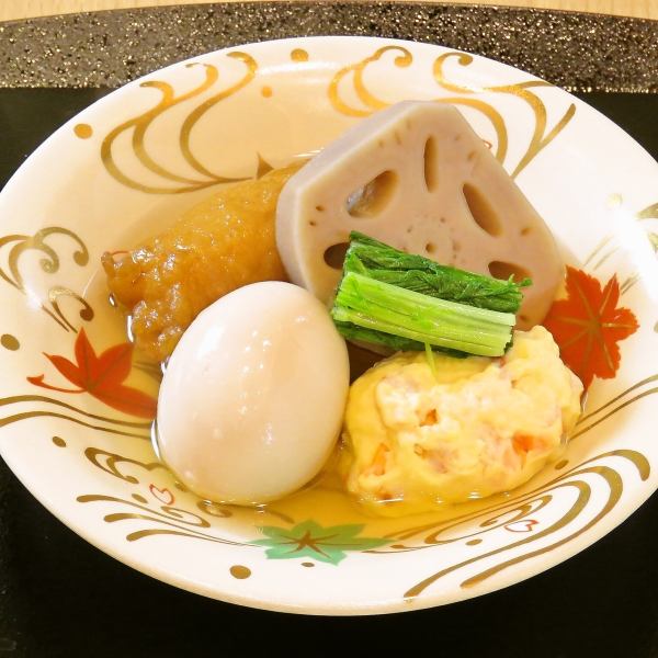 Oden specialties "Shrimp Shinjo" and "Kanmo Hanpen"