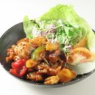 Chicken and vegetable stir-fry with black vinegar