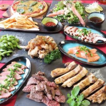 【저희 가게 강추◎】24종의 아이스 뷔페+철판 소 스테이크 첨부 요리 9품+120분【음방 첨부】4000엔