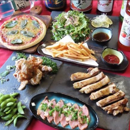 【추천 코스◎】치킨 스테이크 첨부 7품+120분 【음료 무제한】남녀 일률 3000엔