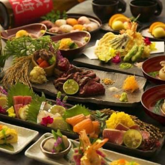 【包廂保證】附2小時無限暢飲◎農場直送的4種生魚片和久米島產的大蝦“宴會套餐”