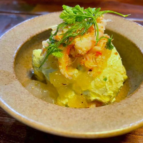 Snow crab and avocado panna cotta