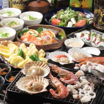 ◆2時間飲み放題付き◆【満腹宴会コース】浜焼盛り合わせ・タコポン…等7品 5000円