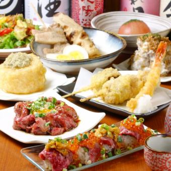 【Happy birthday menu !! Wagyu Yukke with meat sushi】 Meat Heaven Great satisfaction course ◆ 2H drinking and attached 9 items 6000 yen