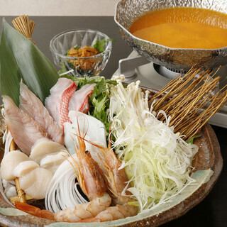 【会席】葵-AOI-(全7品)至福のウニしゃぶ鍋×季節の天ぷら｜2H飲み放題付き7,500円