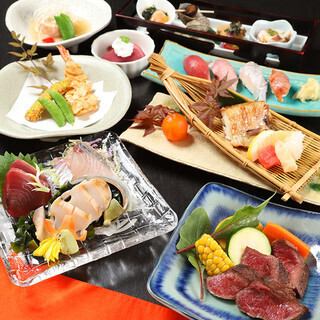 【会席】極-KIWAMI-(全9品)和牛ステーキ・アワビ・のどぐろ｜2H飲み放題付き8,500円