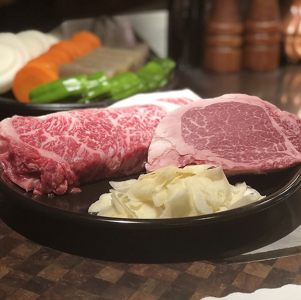 ステーキ肉は全て小野市で有名な増冨精肉店の厳選和牛を使用◎