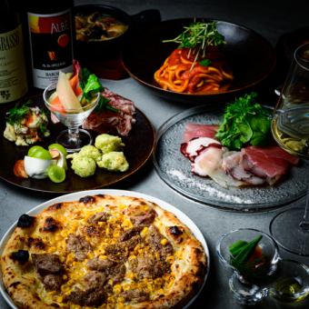 2.5 小時暢飲，共 9 道菜 [尊享套餐] 新鮮魚類和石爐瑪格麗特披薩