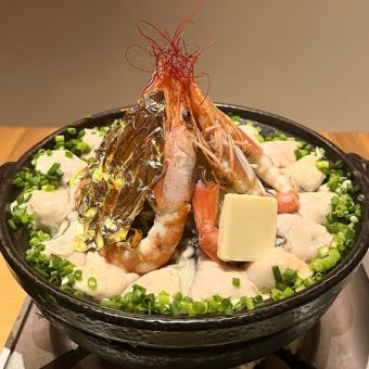 【忘年会】牡蠣と海老の佐渡金山鍋＆お刺身5点盛り大満足♪3時間飲放付全15品8000円